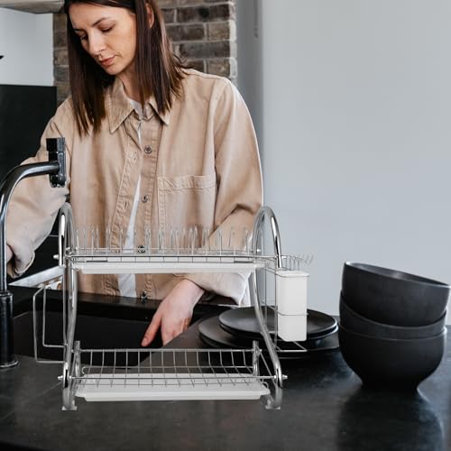 Estante de almacenamiento Gadpiparty escurre platos plegable premium de acero inoxidable 8
