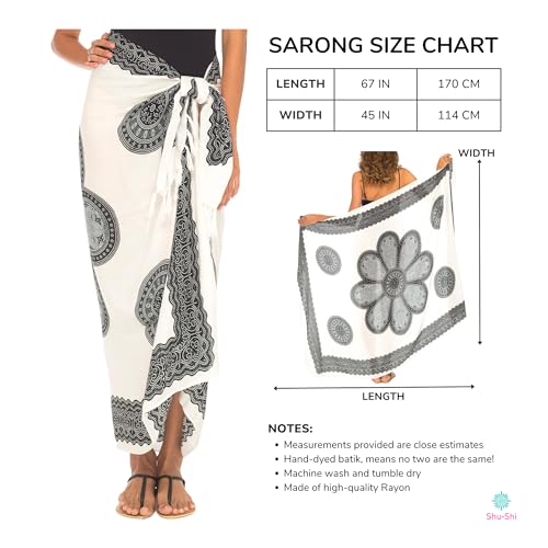 SHU-SHI Womens Beach Swimsuit Cover Up Flower Sarong Wrap with Coconut Clip4