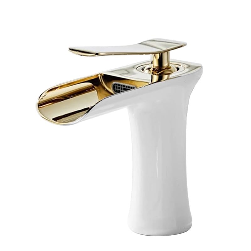Grifo de lavabo de cascada negro: grifería vintage de cobre para baño elegante