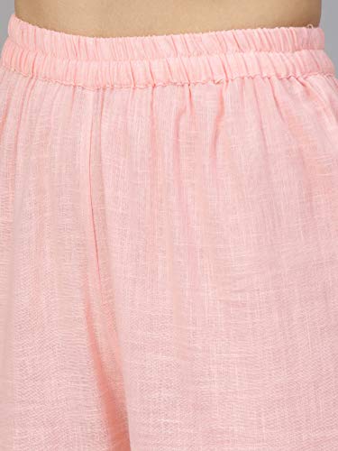 Image of idaLia Cream and Baby Pink Hand Block Print Kurta with Cotton Pants