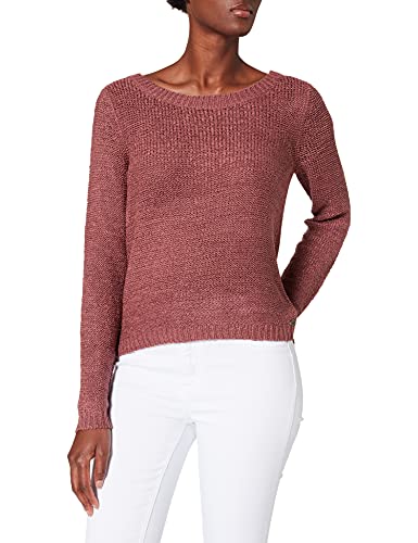Preisvergleich Produktbild ONLY Damen Basic Strickpullover / Einfarbiger Knitted Stretch Sweater / Langarm Rundhals Shirt ONLGEENA, Farben:Braun, Größe:M