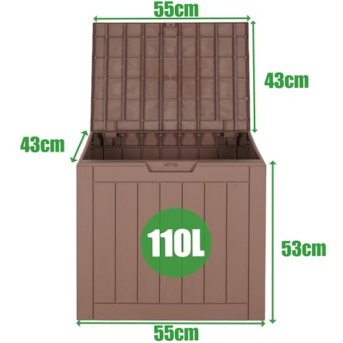 Ondis24 City Cube, Kunststoff Box - Abschließbare Poolbox, Gartenbox Wasserdicht, 110L, Taupe, 55x43x53cm Außenmaß, 75Kg Gewichts- & Sitzbelastbarkeit - Ideal für Wohnungs-, Pool- & Gartenbesitzer