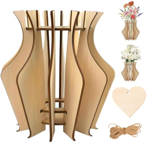 3D Vase, Holz Puzzle Vase Desktop Dekoration Kleine DIY Desktop Dekoration Holz Puzzle Tool, Blumenfreunde Und Innendekoration für Lego (20 * 20cm)