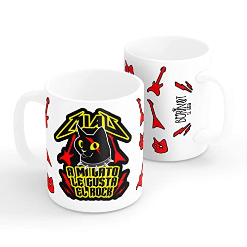 Taza Gato de Desayuno, Café y Té - Graciosa, 350 ml de Capacidad (Rock)