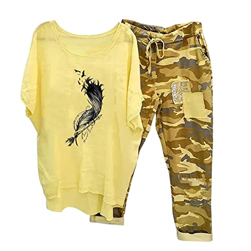 Womens Plus Size 2 Piece Travel Outfits 2024 Loose Cotton Linen Lounge Sets Summer Casual Jogger Sets Pants Suit