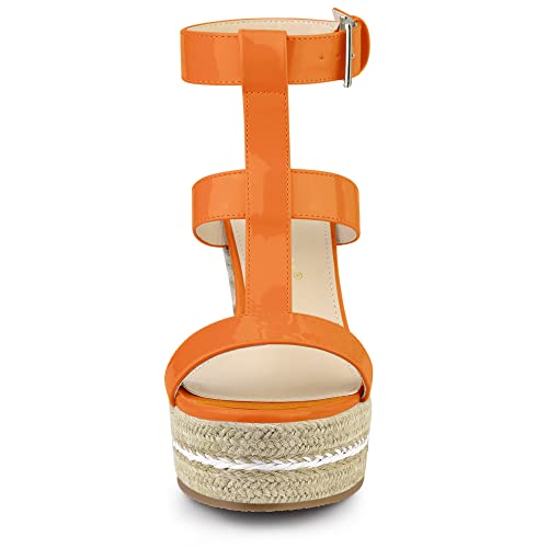 Allegra K Allegra K Women's Strappy Espadrille Wedges Platform Orange Sandals - 6 M US