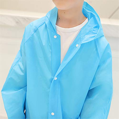 Image of DoMii Kids Fashion Translucent Raincoat Reusable Portable Rainwear Hooded Poncho for Age 3-11 Boys Girls