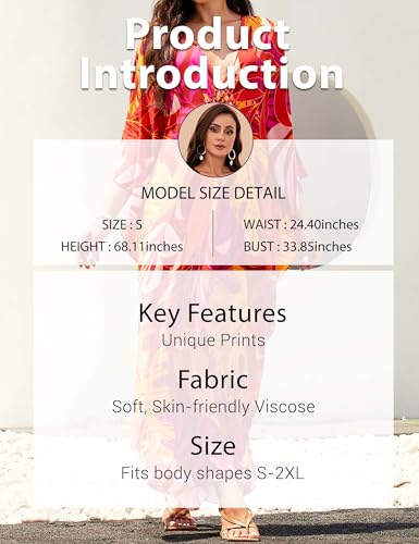 Image of MAKABO Kaftan Dresses for Women, V Neck Moo Moos Colorful Print Cover Ups Caftan Beach Dresses for Swimwear