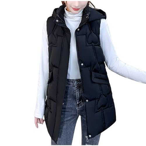 Puffer Vest Women Winter Warm Hood Zip Sleeveless Quilted Jackets Lightweight Casual Outdoor Ladies Coats with Pocket4