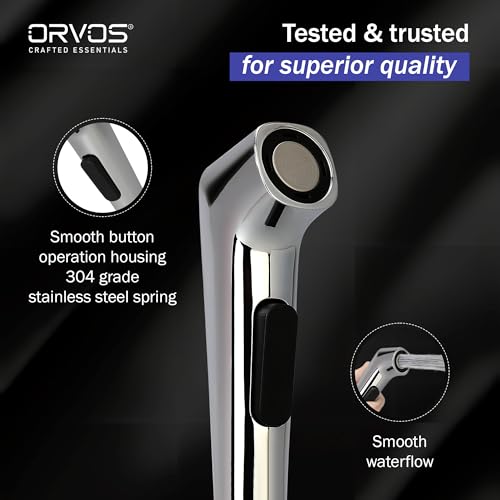 Image of Orvos Health Faucet, Modern Squeeze Button, ABS Outer Body with Brass pin, Gun only, Jet Spray for high end Luxury Toilets