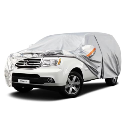 Kayme SUV Car Cover Fit for Honda Pilot (2003-2025) Automobiles All Weather Waterproof, Outdoor Cover Sun Rain Protection, with Lock and Zipper Door.S