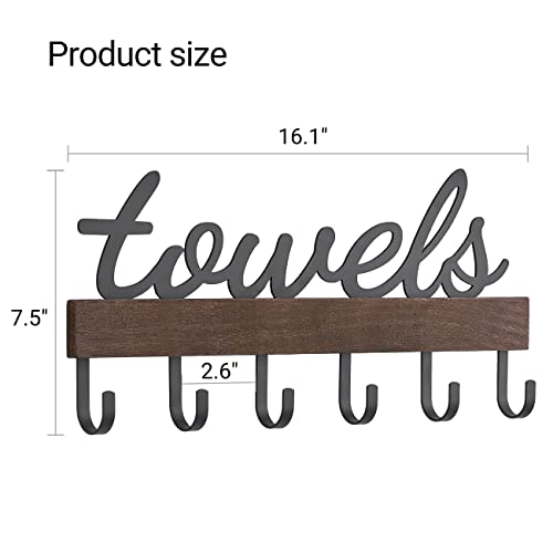 Dahey-Towel-Rack-with-6-Hooks-Towel-Holder-Wall-Mount-Bathroom-Organizer-Rustic-Farmhouse-Home-Decor-Towel-Hanger-Storage-Hooks-for-Towel-Robe-Bag-Black Dahey Towel Rack with 6 Hooks Towel Holder Wall Mount Bathroom Organizer Rustic Farmhouse Home Decor Towel Hanger Storage Hooks for Towel Robe Bag Black
