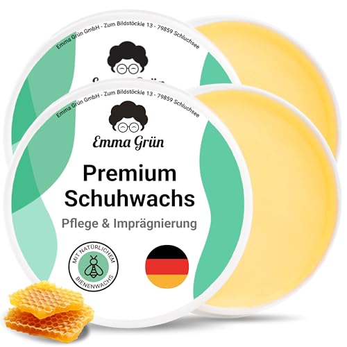 Emma Grün Schuhwachs Farblos Lederpflege & Schuhpflege 100ml [MIT BIENENWACHS] - Lederbalsam Lederfett Farblos - Lederschuhe Pflege natürlich Made in Germany