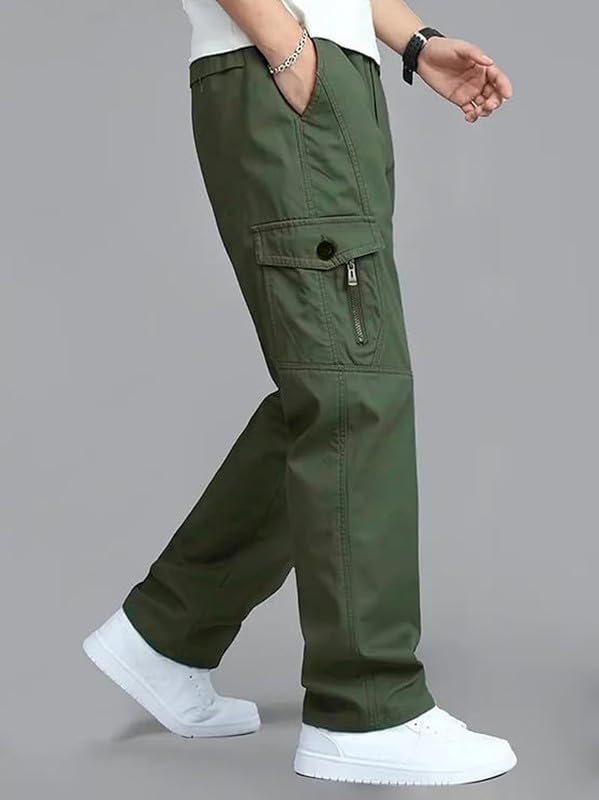 Image of DEELMO Men's Stylish Multi-Pocket Cargo Pants || Casual Fit Trousers || Stylish Cargo Trousers for Men || Men's Pants (MD506 01 04)