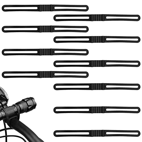 CZPXSKJ 10 Stücke Fahrrad Silikonband Elastisch Elastische Taschenlampe Halterung Silikon Binder Band Fahrrad Lenker Halter Silikon Festgurt für Taschenlampe Handy Navigation MP3 Wasserflasche Cover