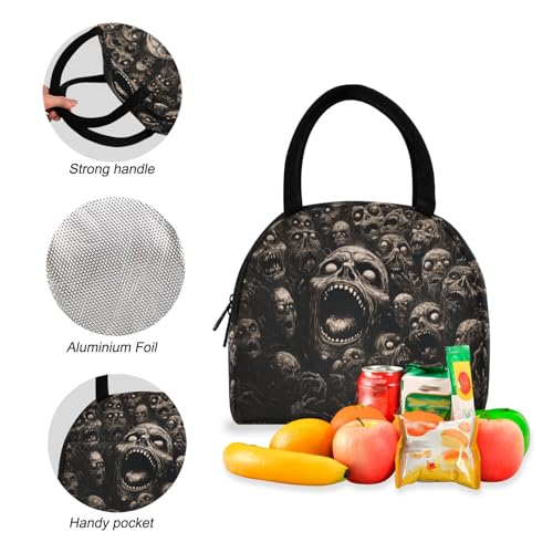 Backpack Lunch Box Set Large Capacity Travel Backpacks and Insulated Lunch Bag for Commute Hiking Picnic Zombies Faces Print4