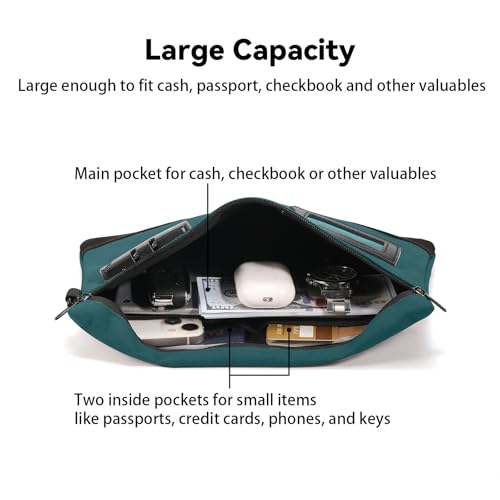 Image of KOSMCCO Money Bag with Lock, 11.8 x 7.9 Inches Durable Canvas Cash Bag Bank Bag for Cash