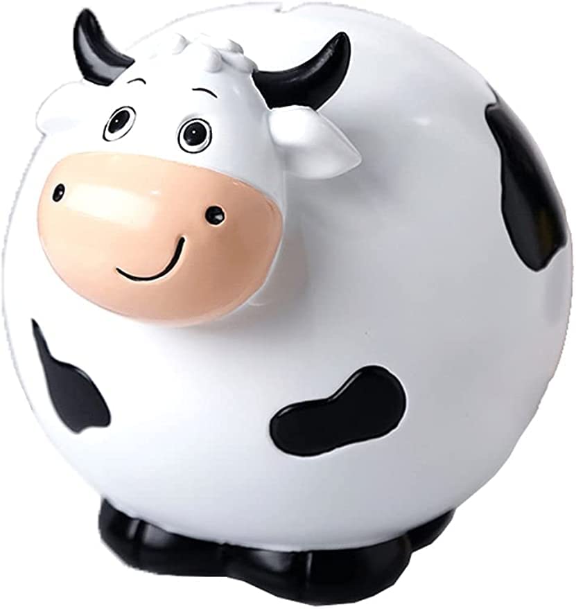 Amazon | 貯金箱 おもしろ かわいい牛の貯金箱黒と白の斑点の