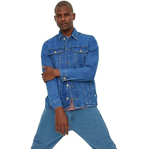 Trendyol Chaqueta Regular Lisa con Cuello de Camisa Abrigo Cover