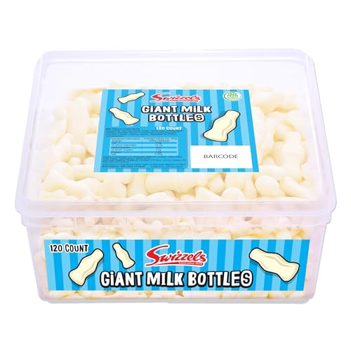 Swizzels Milk Bottle Sweet Tub Milk Flavour Foam Sweet Gums Free from Artificial Colours 120 Sweets Approximately