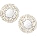 Mkono Hanging Wall Mirror with Macrame Fringe 2 Set Small Round Decoratic Boho Antique Mirror for Apartment LivingRoom Bedroom Baby Nursery,Beautiful Gift Ideas