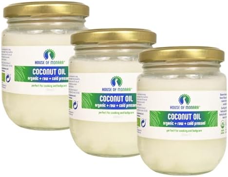 House of Monara Organic Extra Virgin Coconut Oil Pure, Raw and Cold Pressed - 3 x 200 ml, 3 x 200ml