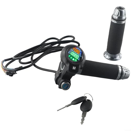 Poignée d'accélération pour vélo électrique 36-72 V avec écran LCD, interrupteur à clé 8 fils avec 3 vitesses de réglage de la vitesse pour scooter électrique