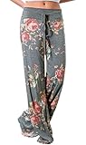 AMiERY Pajamas for Women Women's High Waist Casual Floral Print Drawstring Wide Leg Palazzo Pants Lo