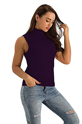 Image of Spicy Sandia Women Stretchable Turtleneck Knit Sleeveless Slim Fit Sweater