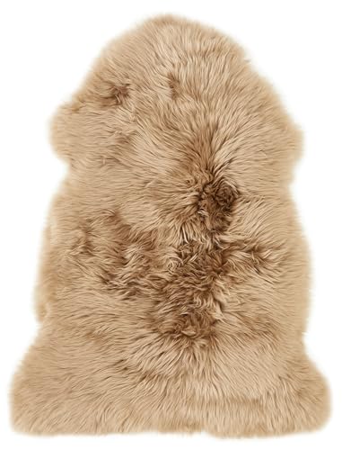 -LUXOR- living Schaffell echt – weiches Lammfell für Stuhl, Sofa & Kinderwagen oder Fellteppich für Wohn- und Schlafzimmer, Flor 50 mm, 60 x 85 cm, Taupe