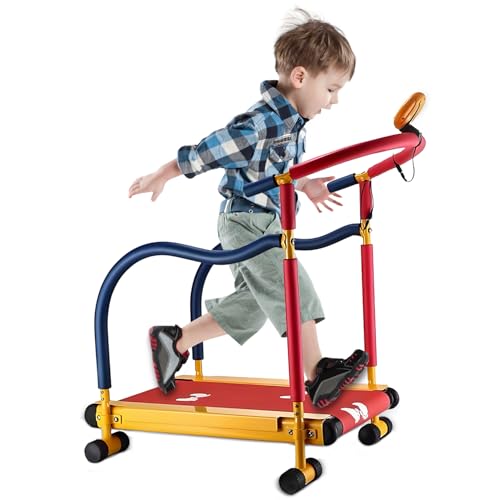 Kids Treadmill for Home, Toddler Treadmills with Incline LED Monitor and Handle Bar, Indoor Mini Treadmills Walking Pad Workout Equipment, Kids Manual Treadmill for 3-15 Year Old