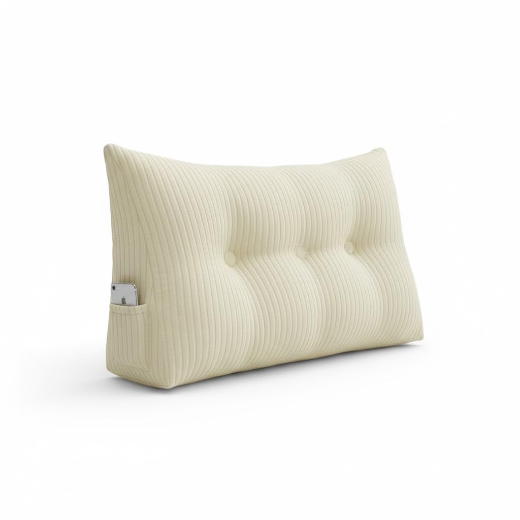 Pillow Palette Corduroy Reading Cushion, White (160, cm, 50, cm, Corduroy Reading Cushion, White)