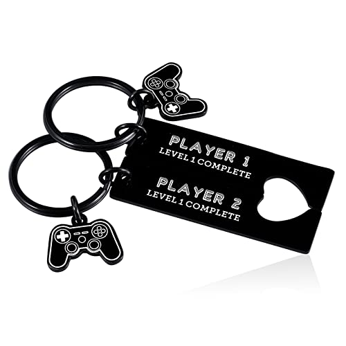 Funny Gamer Boyfriend Gifts from Girlfriend Player 1 & 2 Matching Keychain Valentines Day Gifts for Couple Valentines Day Gifts for Her Him Anniversary Couple Gifts to My Husband from Wife Birthday