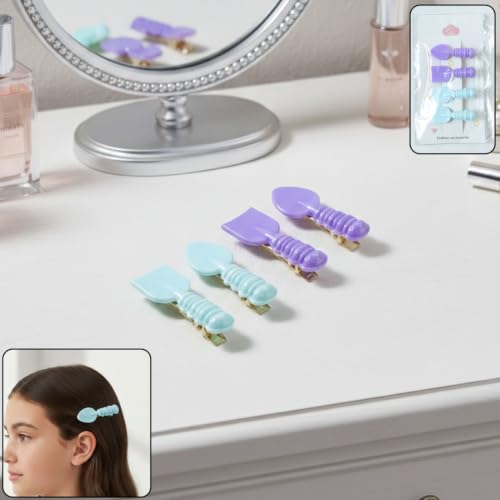 Image of Cute Spoon and Spatula Shape Decorative Hair Clips for Women and Womens, Funny Kitchen Theme Snap Hair Accessories for Daily Wear, School and Party, Pack of 24 Pieces