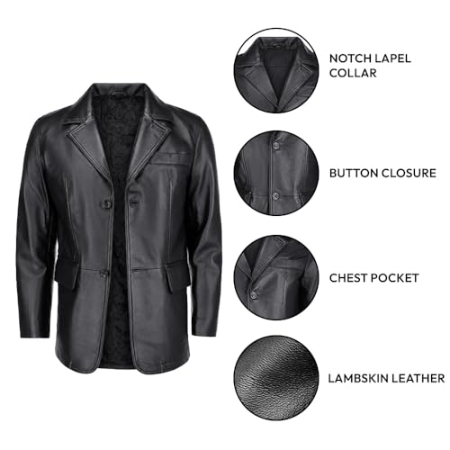 Image of TLC Genuine Leather Blazer Men | Notched Collar Classic Gentleman Style Leather Coats for Men