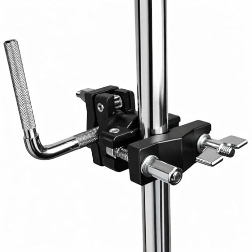 AIAS Cowbell Mount Accessory Multi Clamp – Black Percussion Clamp for Cowbells, Jam Blocks & Drum Accessories, Rotating Fastener, Fits 3/8" to 1 1/4" Drum Hardware