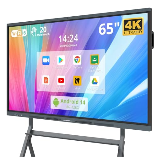 Image of 65″ Smart Board, 4K UHD Interactive Whiteboard with Android 14 System and 13MP Camera, All in One Digital Whiteboard for Home, Classroom and Business (Wall Mount Included)