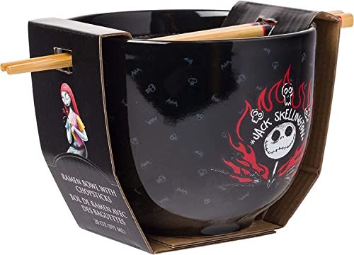 Silver Buffalo Disney Nightmare Before Christmas Jack Skellington Ceramic Ramen Noodle Rice Bowl With Chopsticks, Microwave Safe, 20 Ounces #TOP4