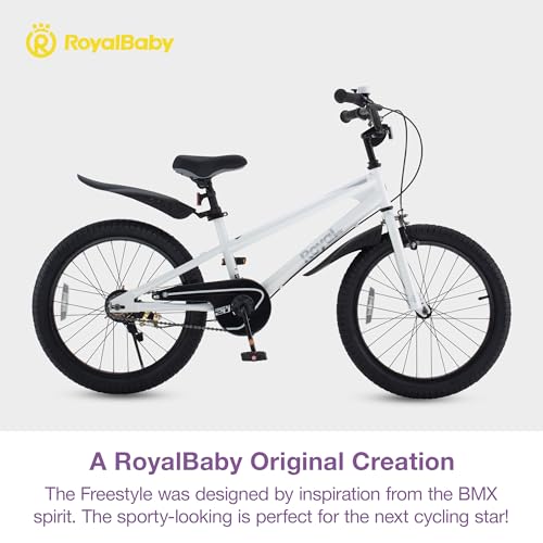 Image of RoyalBaby Bicycle for Kids Cycle for 6-10 Years Boys & Girls 20 Inch | Training Wheels | Adjustable Seat | 1 Year Warranty | White