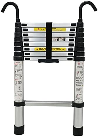 Telescopic Ladder Telescopic Ladders Multi-Purpose Extendable Ladder Telescopic Ladder Heavy Duty Telescopic Ladder 2.6m/ 3.8m/ 5m/ 6.2m Tall, Aluminum Folding Telescoping Ladder with Hooks