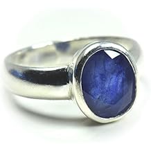 Natural Blue Sapphire Sterling Silver Ring 3 Carat Chakra Healing Size 5,6,7,8,9,10,11,12,13