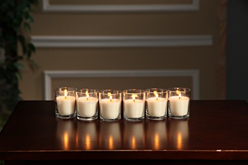 Image of Hosley's 96 Pack of Ivory Unscented Clear Glass Filled Votive Candles