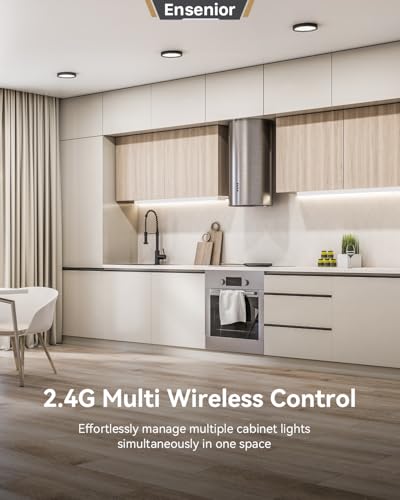 Ensenior 12 Inch Hand Wave LED Under Cabinet Lighting Plug in or Hardwired with Dimmable 5CCT CRI 90+ 2.4G Wireless Sync, Under Counter Lights with for Kitchen, 120V, 8W 500LM