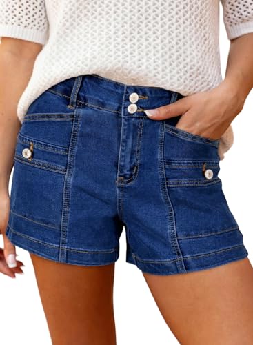 Image of Astylish Women's High Waisted Stretchy Jean Shorts Trendy Denim Shorts