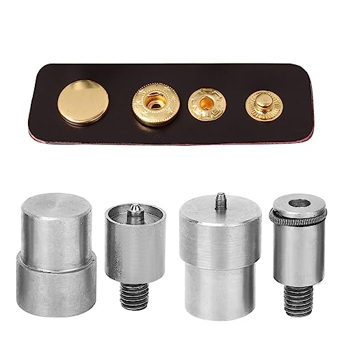 4Pcs Snap Button Die Mould Set, Stainless Steel Press Button Die Snaps Fastener Tool Kit Die Hand Snap Pressing Machine Replacement Kits for 651/633/831 Buttons