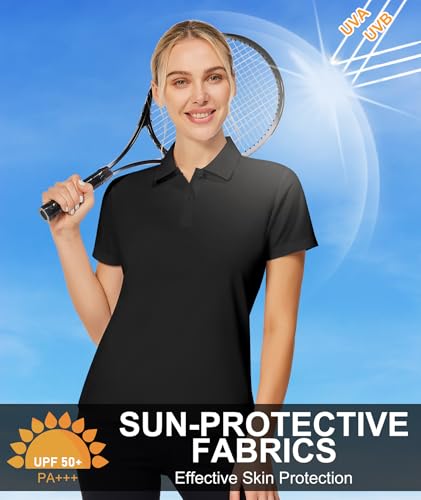 Image of Casei Womens Shorts Sleeve Polo Golf Shirts Quick Dry UPF 50+ Tennis Pickleball Top Collared Casual Work Athletic Shirts