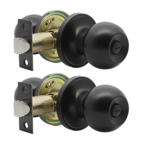 Probrico Bathroom Door Locks, Black Internal Door Knobs, 2 Pack Bedroom Door Lock Sets, No Key ...