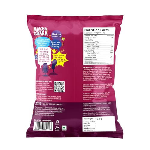 Image of Farmley Makha Shaka Achari Stix Farmley Pillow Pouch 33 g I Healthy Snacks | Namkeen Snacks I Puffed Snacks | Roasted in Olive Oil - 33 g