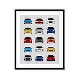 Custom Car Posters Handmade Poster compatible with Subaru Evolution Print Wall Art Décor Best of Subaru Generations - Multi, 16x20 Satin Print (Unframed) - Gift for Car Enthusiast