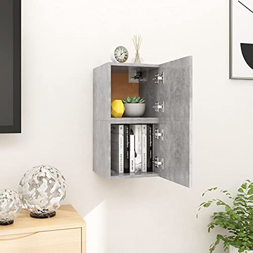 Cinyiqo Muebles de Pared para TV 2 Unidades, Mueble Salon, Mueble TV Salon, Mueble pequeño, Mesa Auxiliar TV, Mesa De Televisión, Gris hormigón 30,5x30x30 cm